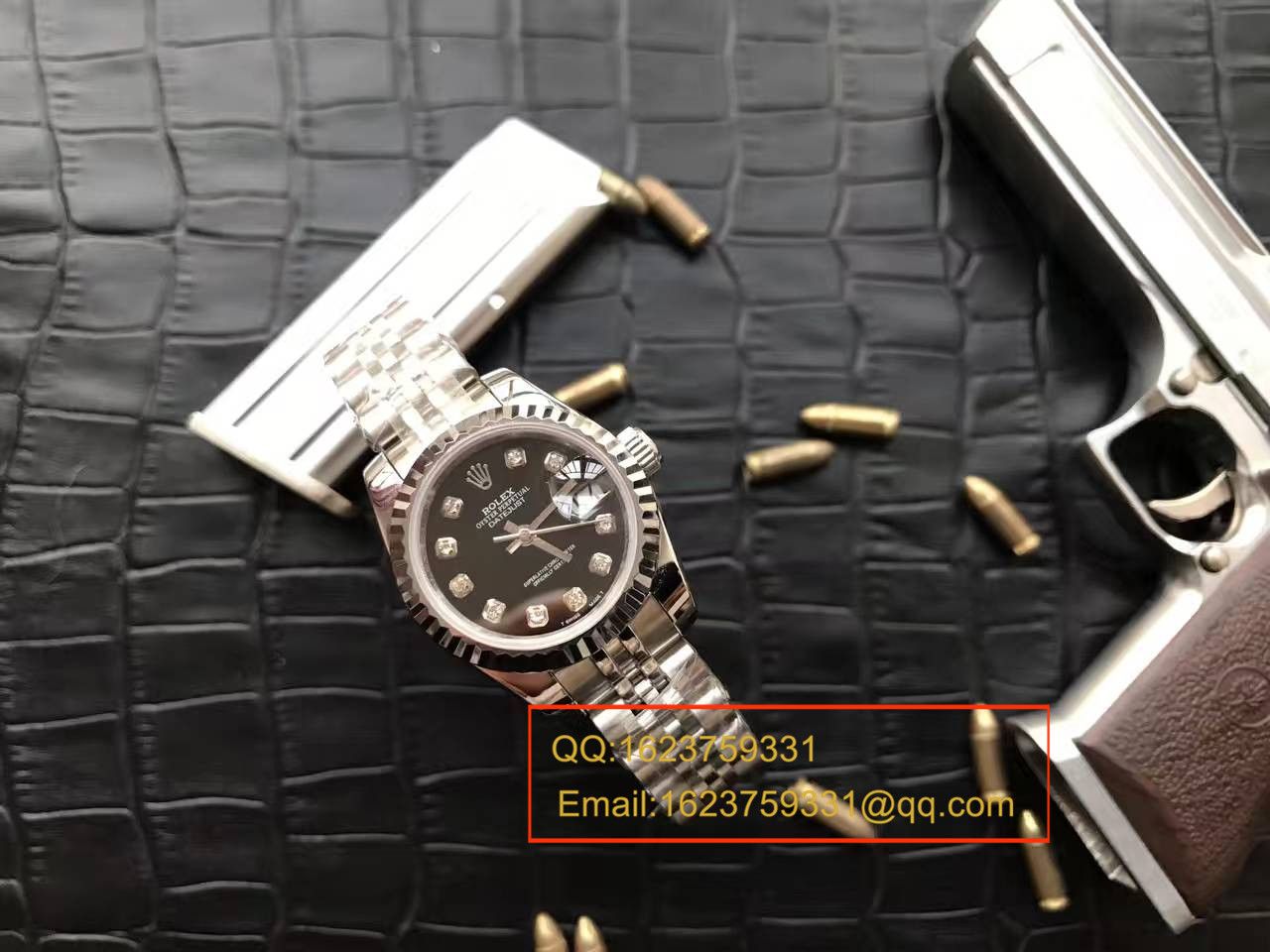 【台湾厂一比一超A高仿手表】劳力士女装日志型系列179174黑盘镶钻女士腕表 / RB0170