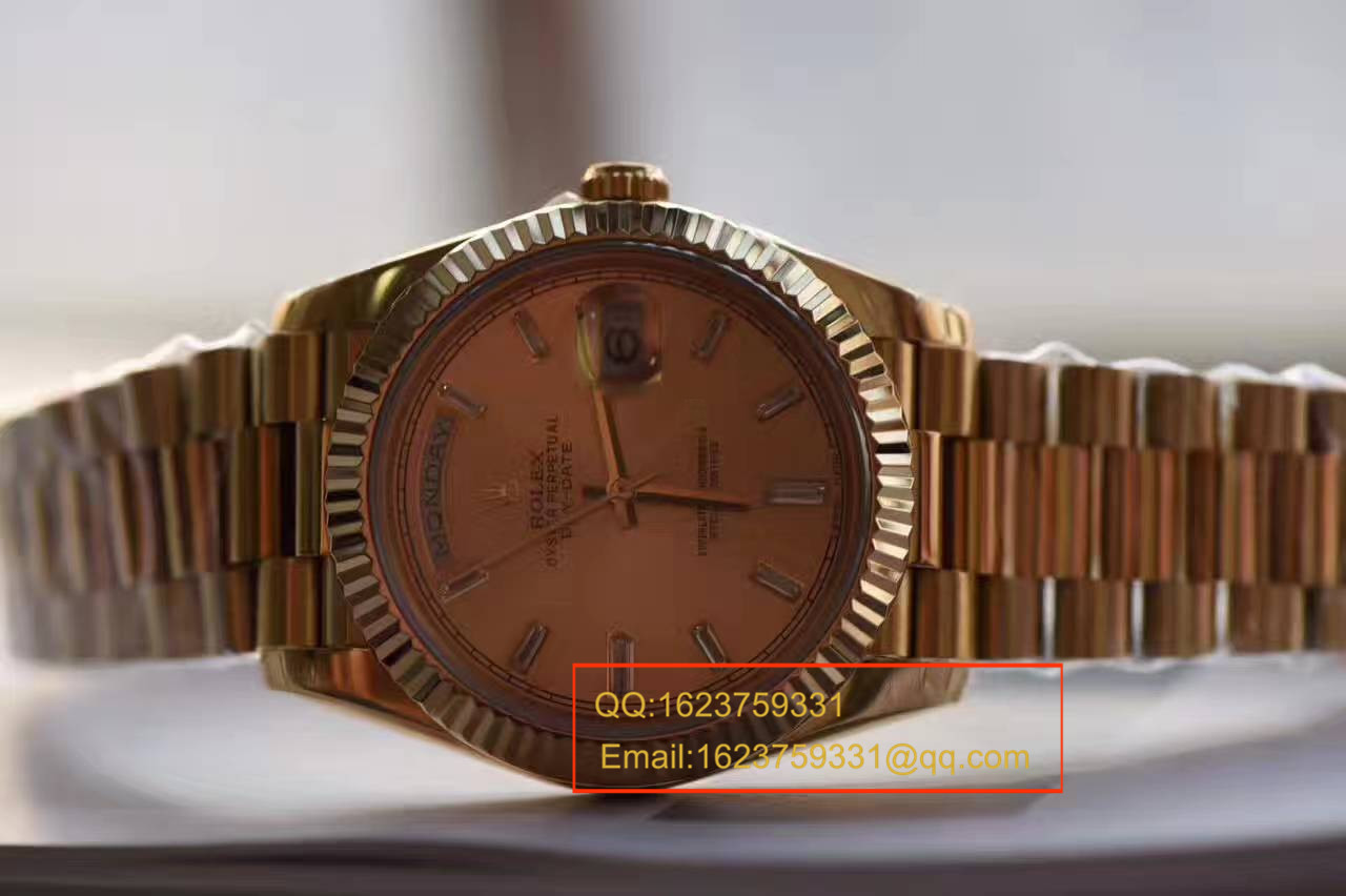 【台湾厂一比一超A精仿手表】劳力士星期日历型系列228238香槟色表盘钻钉腕表 / RBA179