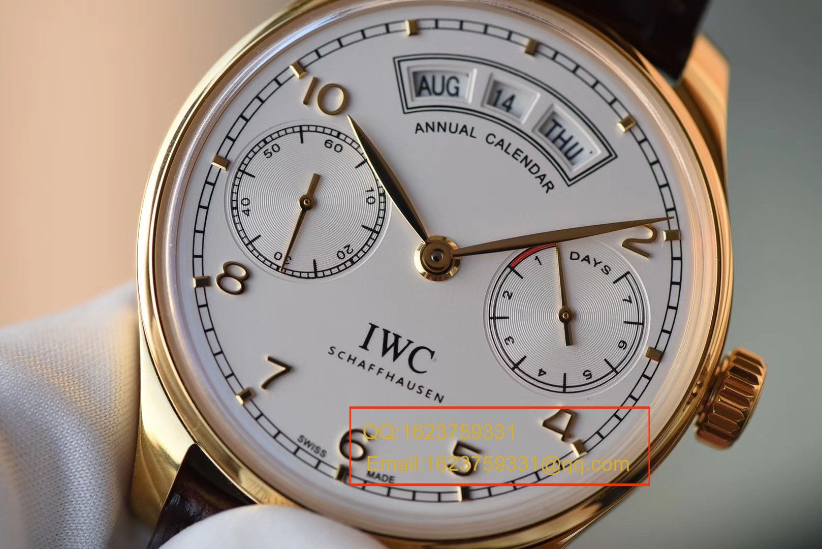 【YL一比一超A精仿手表】万国葡萄牙年历腕表系列万国年历黄金壳白面款 / WG105
