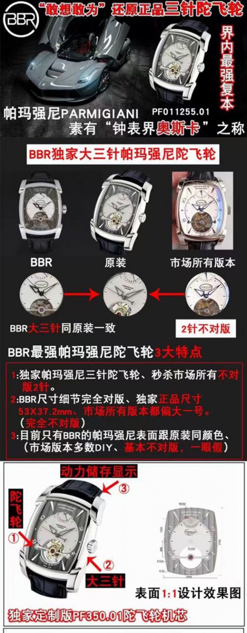 BBR厂帕玛强尼一比一复刻高仿陀飞轮手表PF013512.01和PF011255.01腕表 / PA037