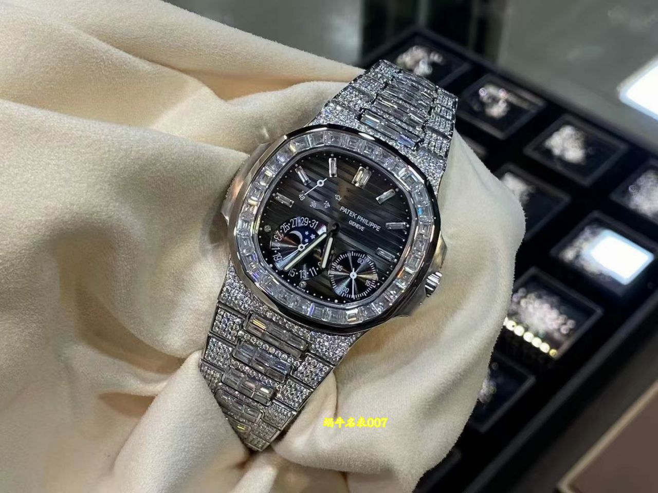 高端定制顶级后加工真钻百达翡丽运动优雅系列5724G-001腕表(鹦鹉螺) /  