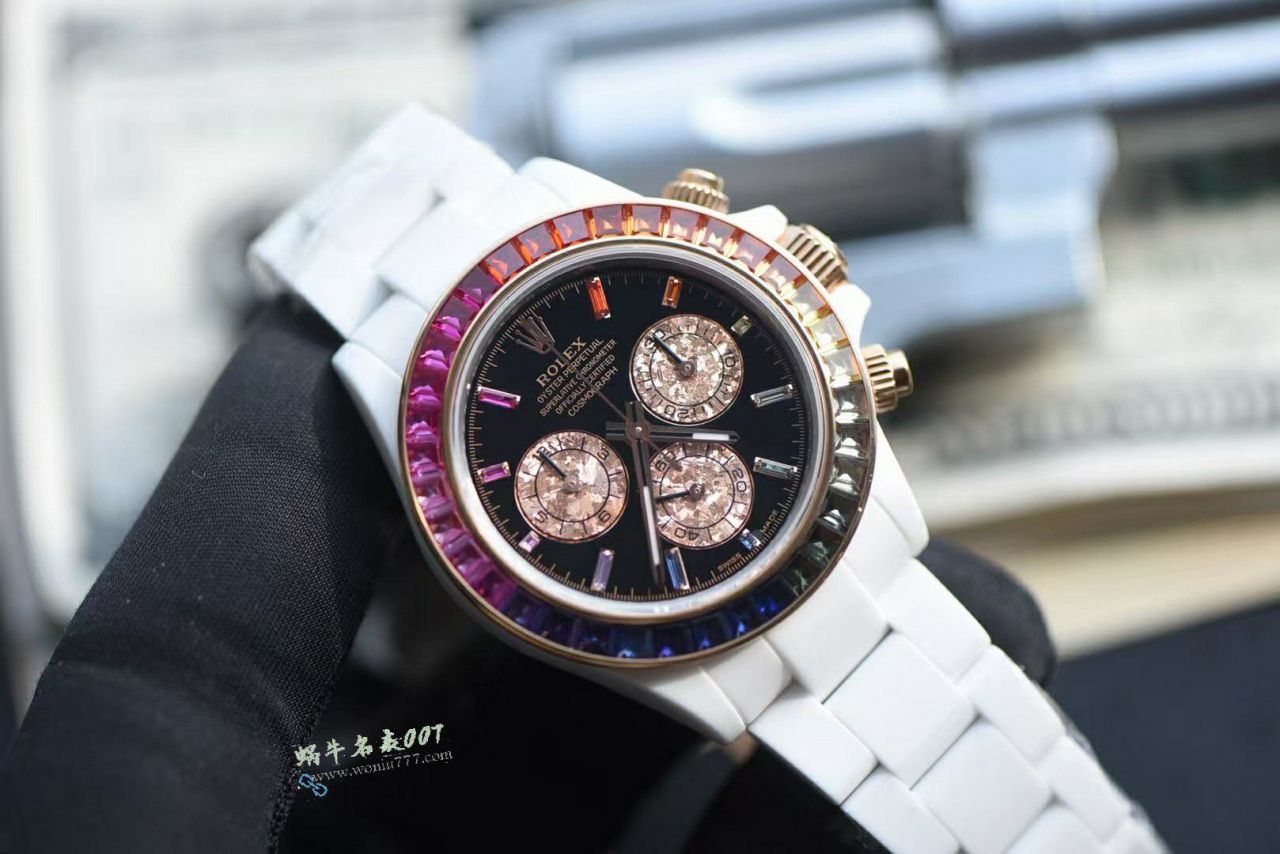 AET特别定制版白陶瓷 劳力士4130机芯彩虹迪通拿手表 / R983