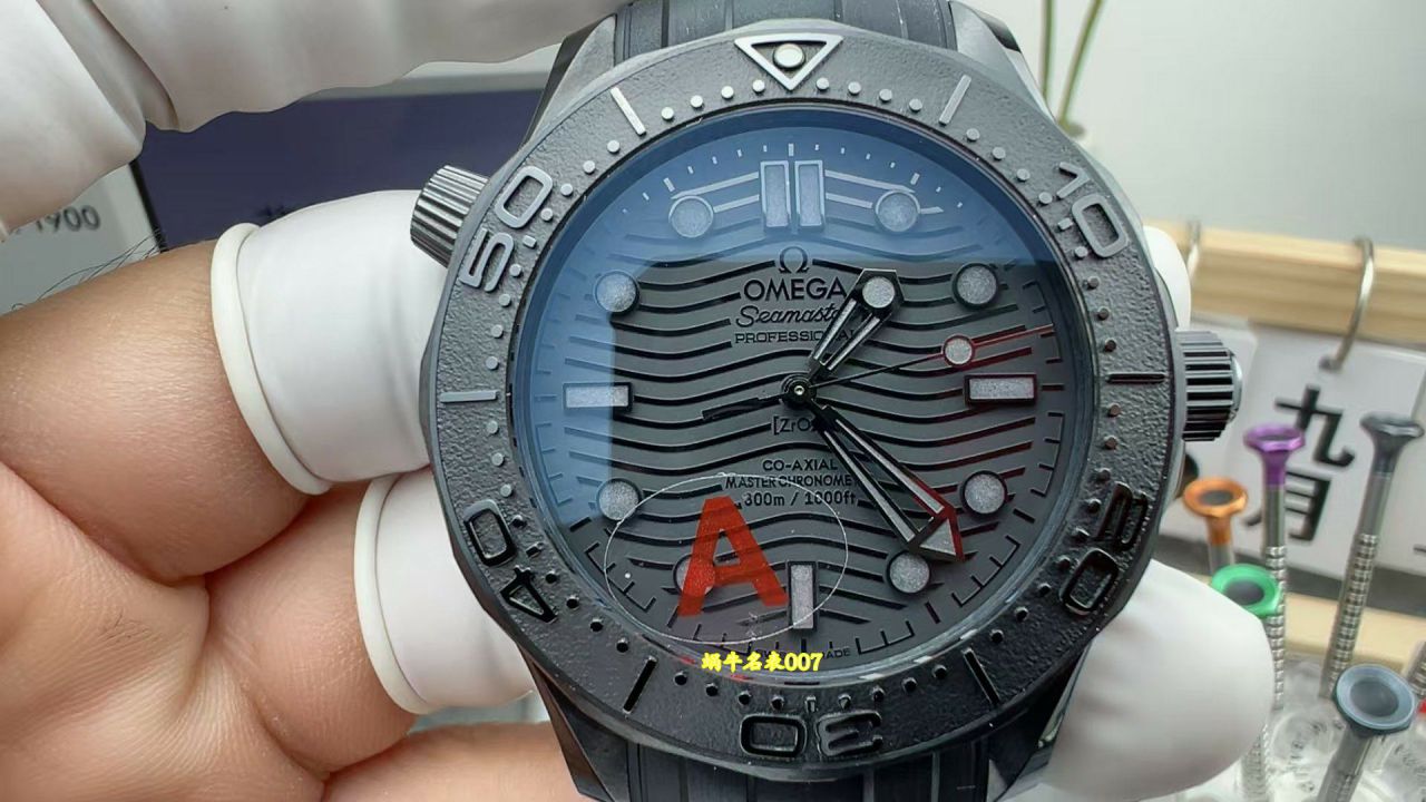 视频评测VS厂V4墨黑欧米茄海马复刻高仿手表210.92.44.20.01.003腕表 /  