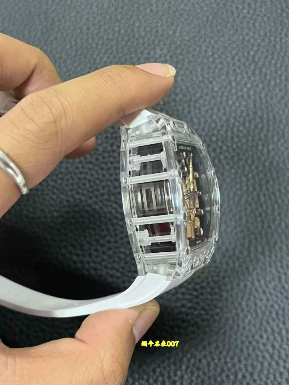 高端定制Richard Mille理查德米勒RM 066顶级复刻手表RM 66金手指水晶壳腕表 /  