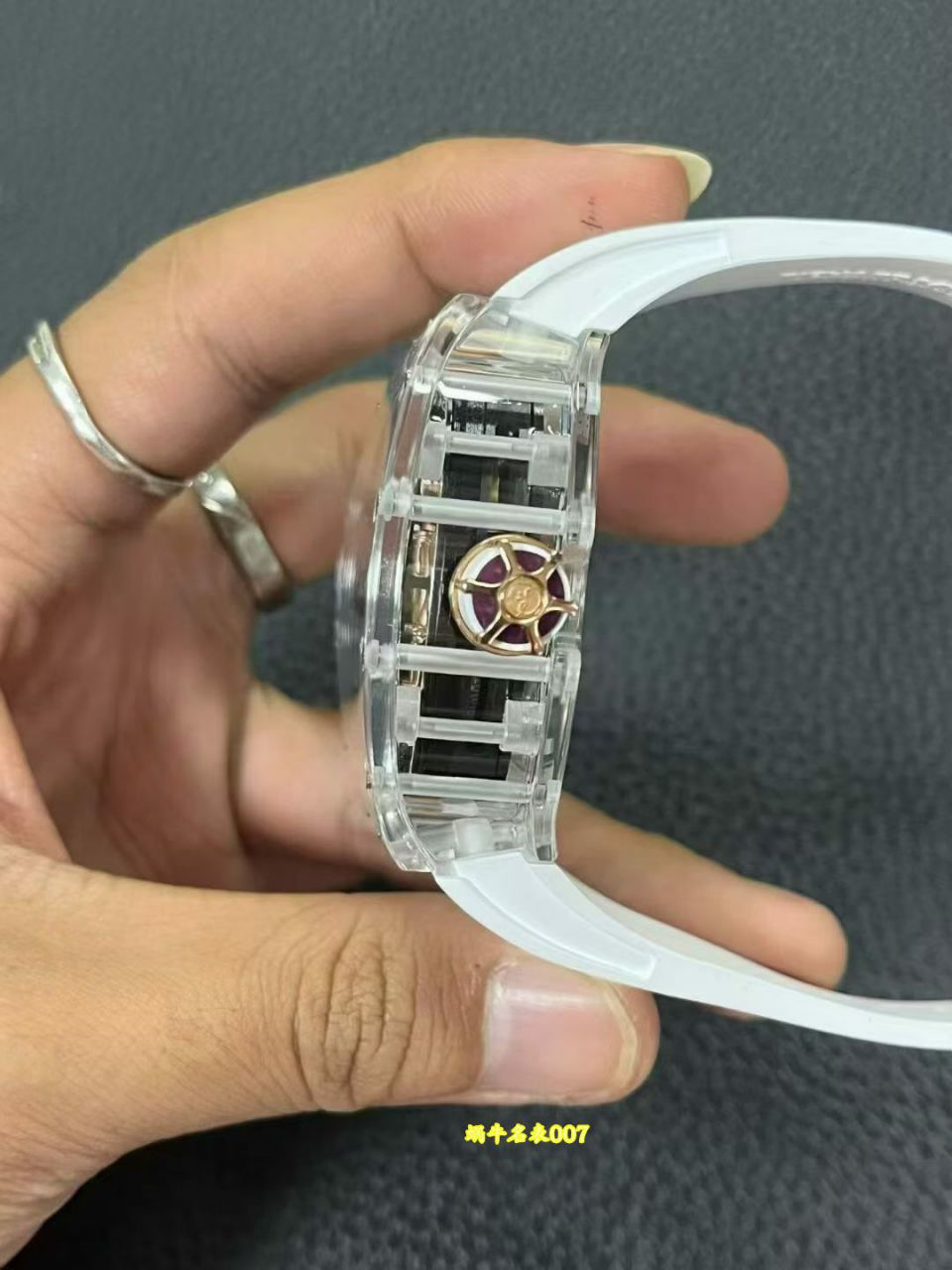 高端定制Richard Mille理查德米勒RM 066顶级复刻手表RM 66金手指水晶壳腕表 /  